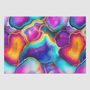 Papel De Seda Ágata Arcoíris Patrón de Piedra Abstracta Vibran