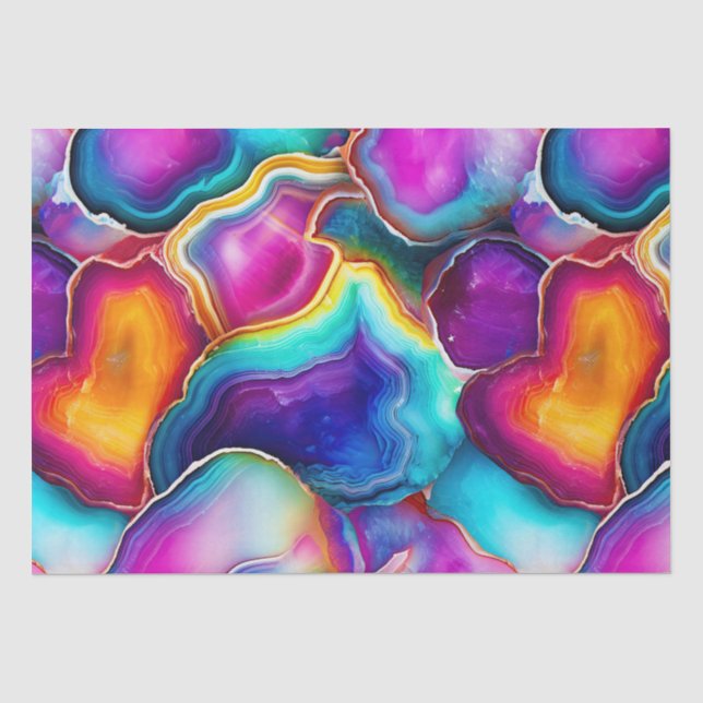 Papel De Seda Ágata Arcoíris | Patrón de Piedra Abstracta Vibran (Anverso)