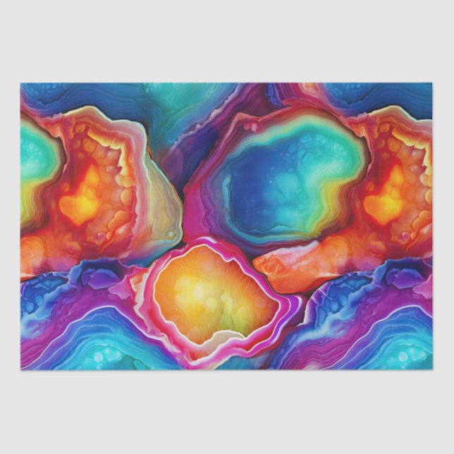 Papel De Seda Ágata Arcoíris | Patrón de Piedra Abstracta Vibran (Anverso)