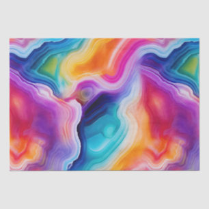 Papel De Seda Ágata Arcoíris   Patrón de Piedra Abstracta Vibran
