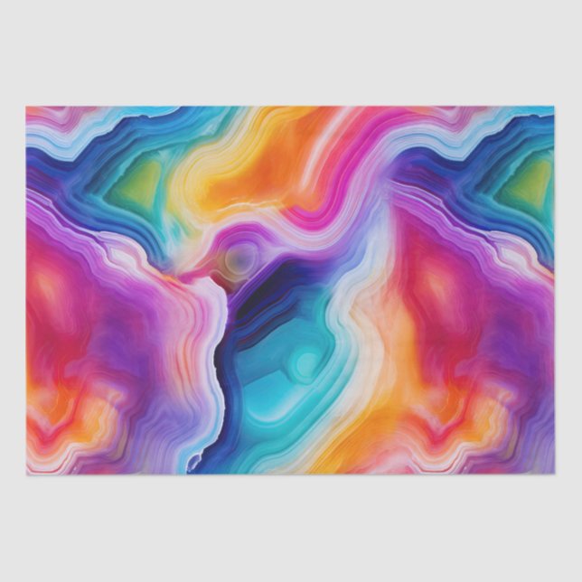 Papel De Seda Ágata Arcoíris | Patrón de Piedra Abstracta Vibran (Anverso)