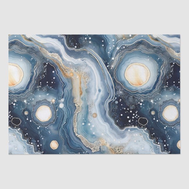 Papel De Seda Ágata Celestial | Piedra Planetaria Abstracta (Anverso)