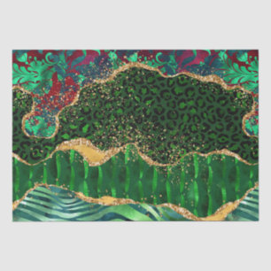 Papel De Seda Agata de Impresión de Animal Safari Verde