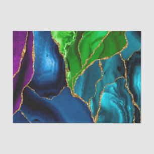 Papel De Seda Ágata de pavo real azul, morado y verde purpurina 