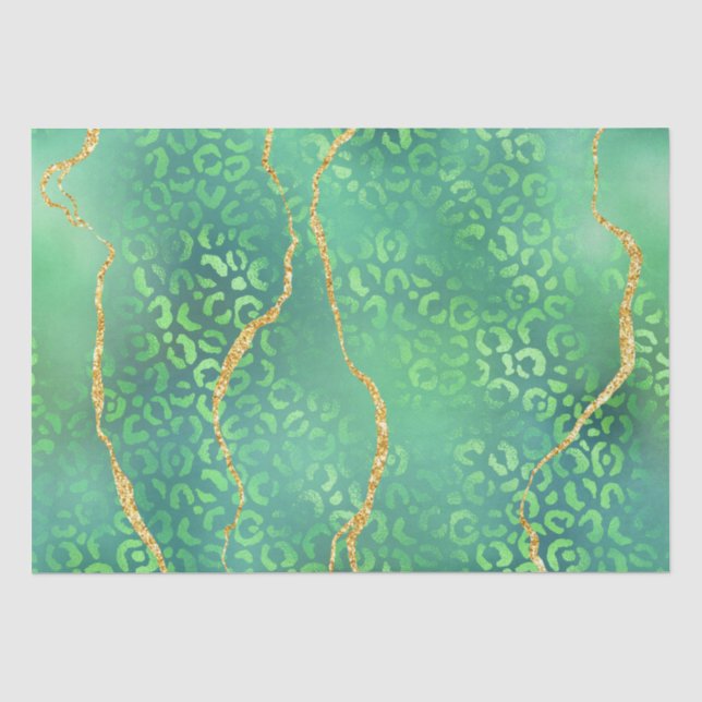 Papel De Seda Ágata Leopardo Verde | Selva Abstracta Glam (Anverso)