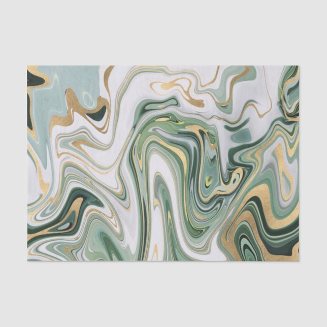 Papel De Seda Ágata/mármol verde y dorado 3 (Anverso)