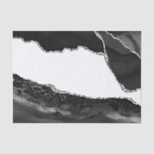 Papel De Seda Ágata Negra Blanca Mármol Falso Piedra Moderna Ten
