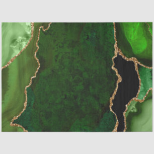 Papel De Seda Agate Purpurina de Faux Green y Gold