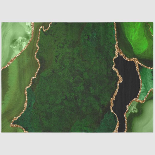 Papel De Seda Agate Purpurina de Faux Green y Gold (Anverso)