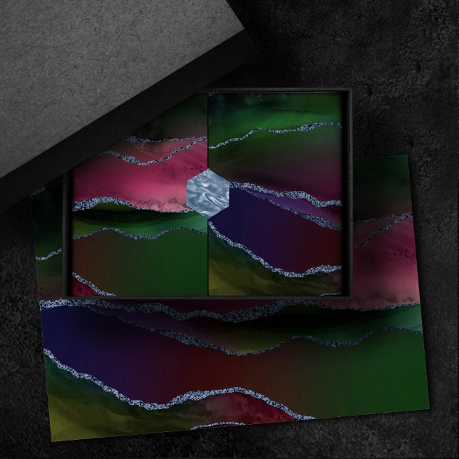 Papel De Seda Agate vibrante | Tono de joyas rosa y verde rico (Subido por el creador)