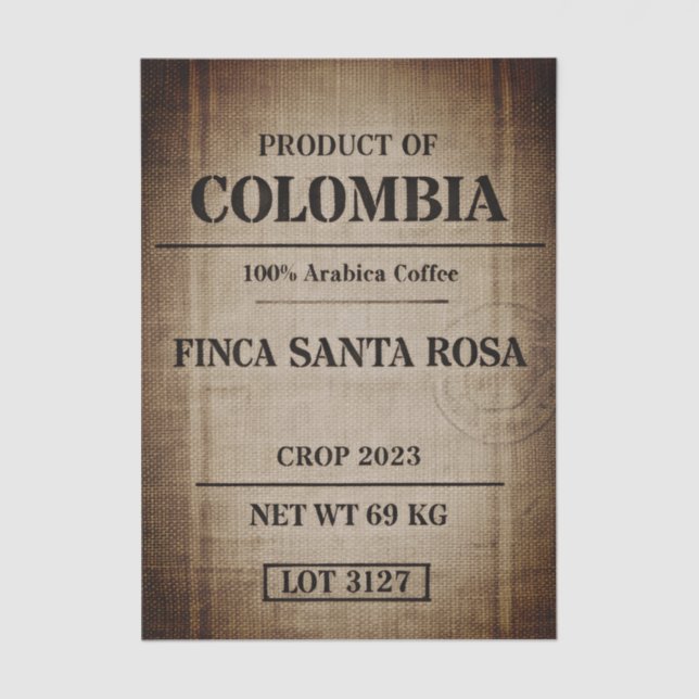 Papel De Seda Aged Coffee Sack Typography Design FC9 Decoupage (Anverso)
