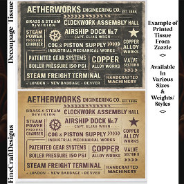 Papel De Seda Aged Distressed Steampunk Work Signs FA9 Decoupage