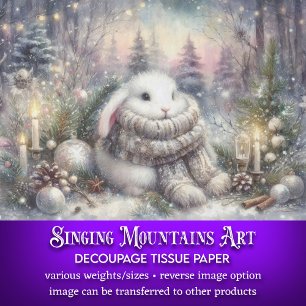Papel De Seda Agradable conejito dulce Winter Wonderland Decoupa