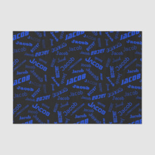 Papel De Seda Agregar cualquier nombre o palabra Azul y negro