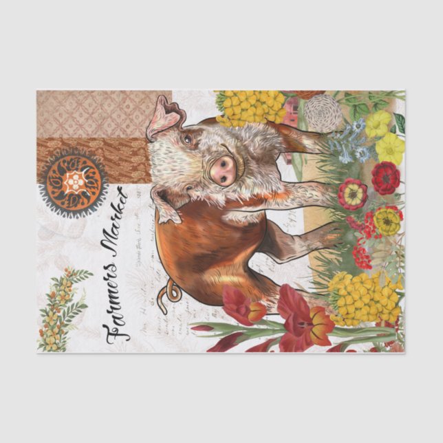 Papel De Seda Agricultores comercializan cerdo (Anverso)