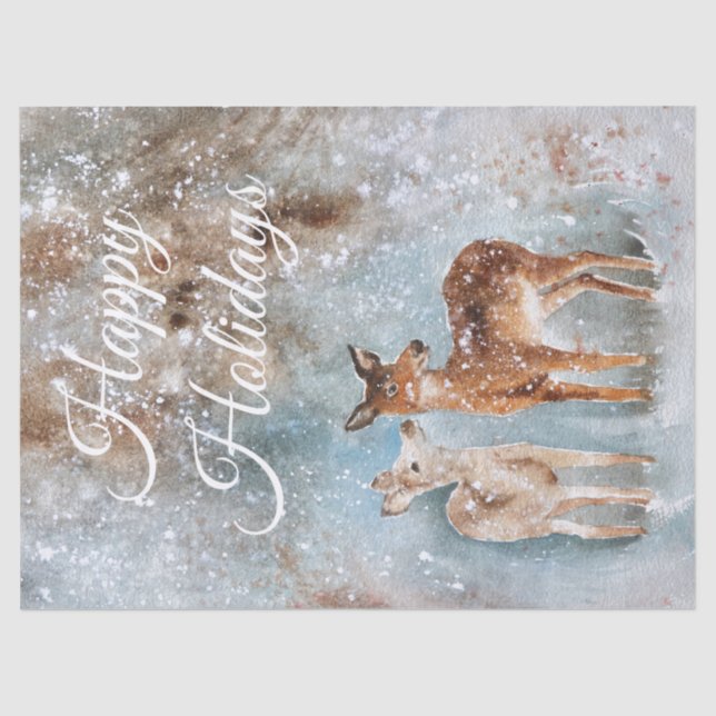 Papel De Seda Agua de invierno para ciervos navidades (Anverso)