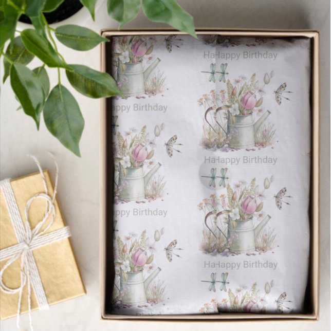 Papel De Seda Agua de lata Flores y libélulas acuarela (Subido por el creador)