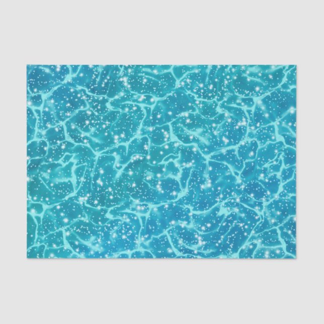 Papel De Seda Agua de mar azul con paracaídas (Anverso)