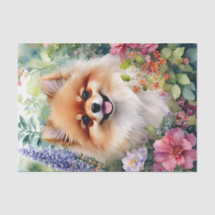 Papel De Seda Agua Floral Pomerania Canina