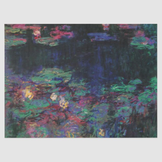 Papel De Seda AGUA LILIES VERDE POND Claude Monet Floral Oscura (Anverso)