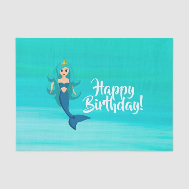 Papel De Seda Agua marina marina de la princesa de la sirena (Anverso)