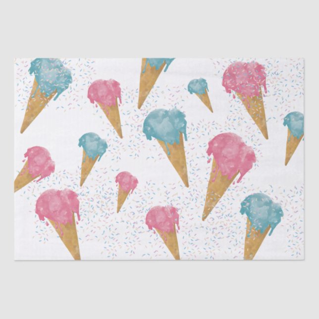 Papel De Seda Agua Retro Pastel Helado Crema Y Espolvorines (Anverso)