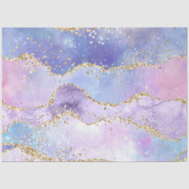 Papel De Seda Aguamarina acuarela dorada rosa púrpura azul decou