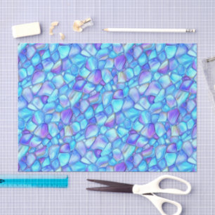 Papel De Seda Aguamarina Iridescente Decoupage de Cristal de Mar