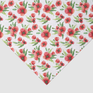 Papel De Seda Aguapintadas amapolas rojas hermosas flores silves