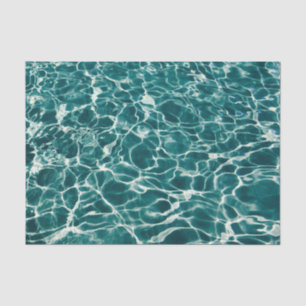 Papel De Seda Aguas oceánicas de la piscina azul verde resplande
