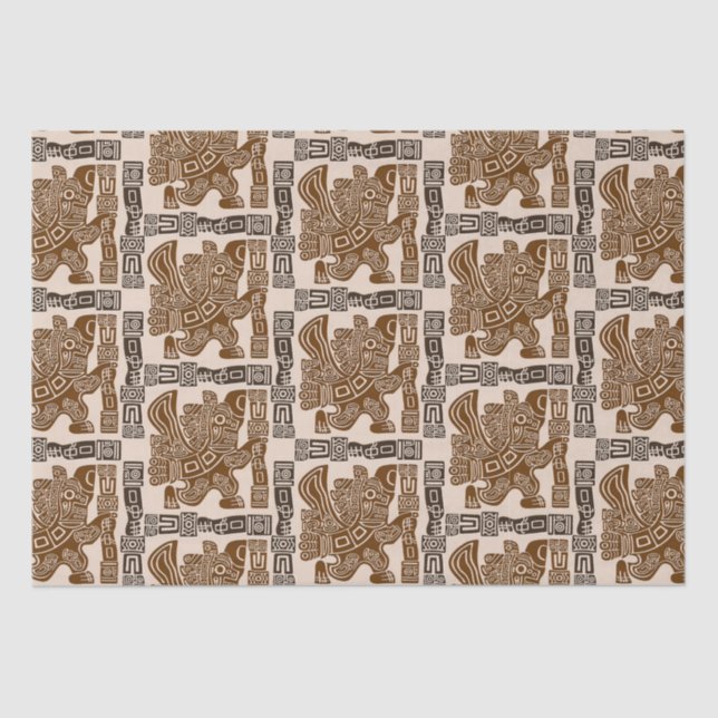 Papel De Seda Águila azteca guerrera arte tribal antiguo (Anverso)