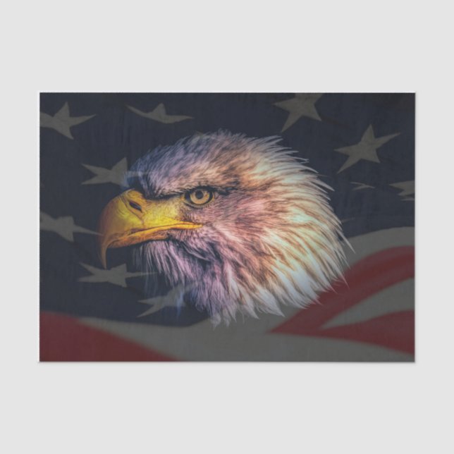 Papel De Seda Águila calva americana con bandera (Anverso)