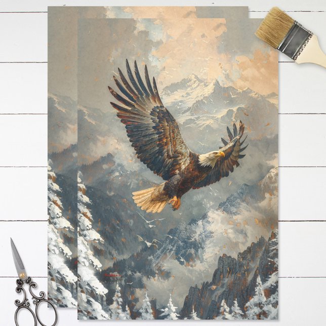Papel De Seda Águila Calva Volando Sobre La Desnuda De Las Monta (Subido por el creador)