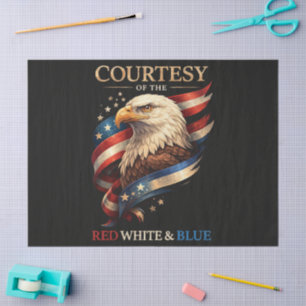 Papel De Seda Águila Patriótica Roja Blanca y Azul Vintage 