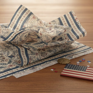 Papel De Seda Águilas Americanas Estrellas y Franjas Florales ID