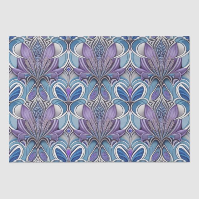 Papel De Seda AI Art Silver Blue Lavender Turquoise (Anverso)