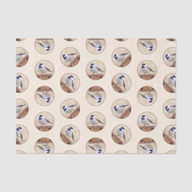 Papel De Seda Ajedrez sobre pintura de aves original (Anverso)