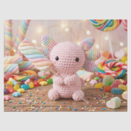 Papel De Seda Ajolote Rosa Crochet Cumpleaños Caramelo Pastel