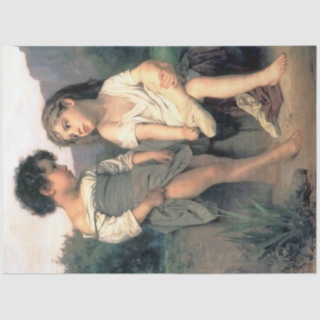 Papel De Seda Al borde del Brook, Bouguereau (Anverso)
