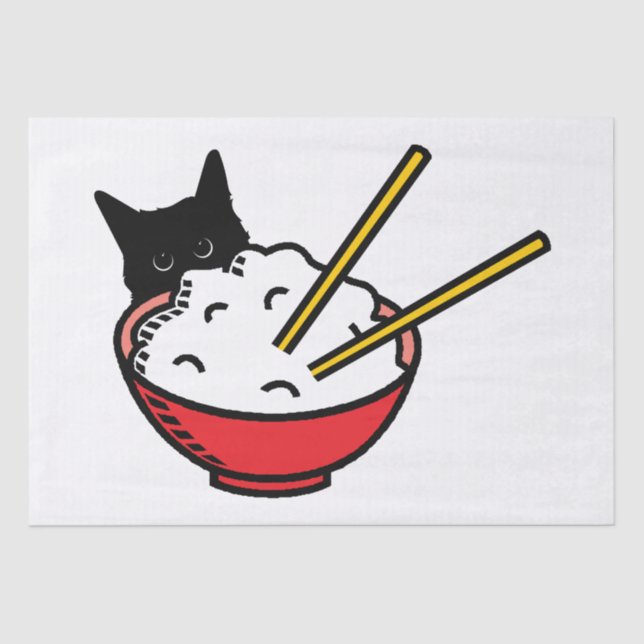 Papel De Seda Al gato le encanta el arroz (Anverso)