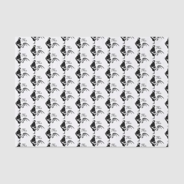 Papel De Seda Alarma de Buenos Días en gallo negro (Anverso)