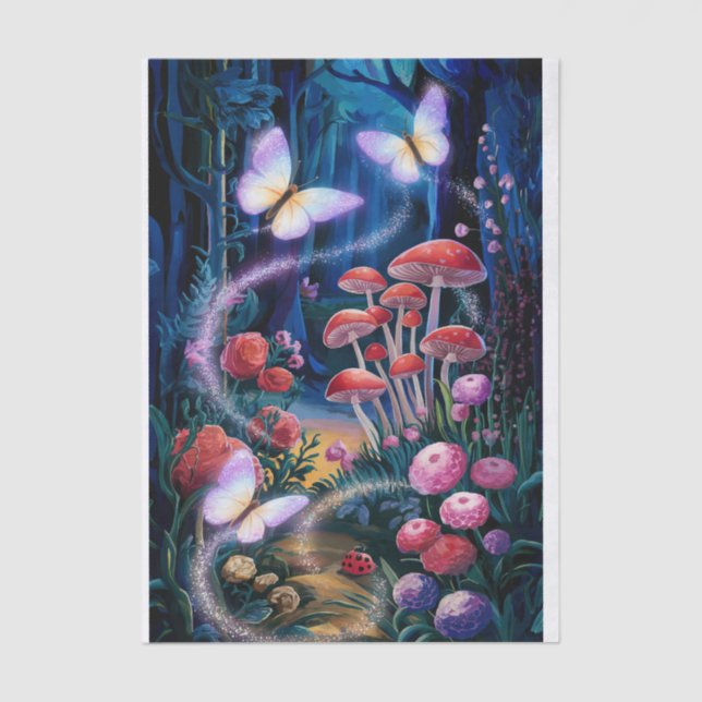 Papel De Seda Alas brillantes, Bosque Encantado de Mariposas (Anverso)