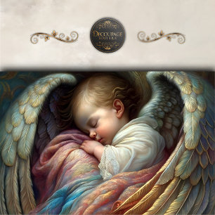 Papel De Seda Alas de Ángel Bebé Durmiendo Decoupage