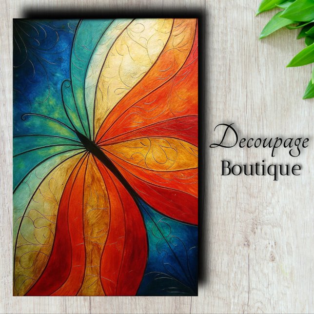 Papel De Seda Alas de Mariposa Arcoíris Negrita Decoupage Abstra (Abstract Rainbow Decoupage Tissue Paper)