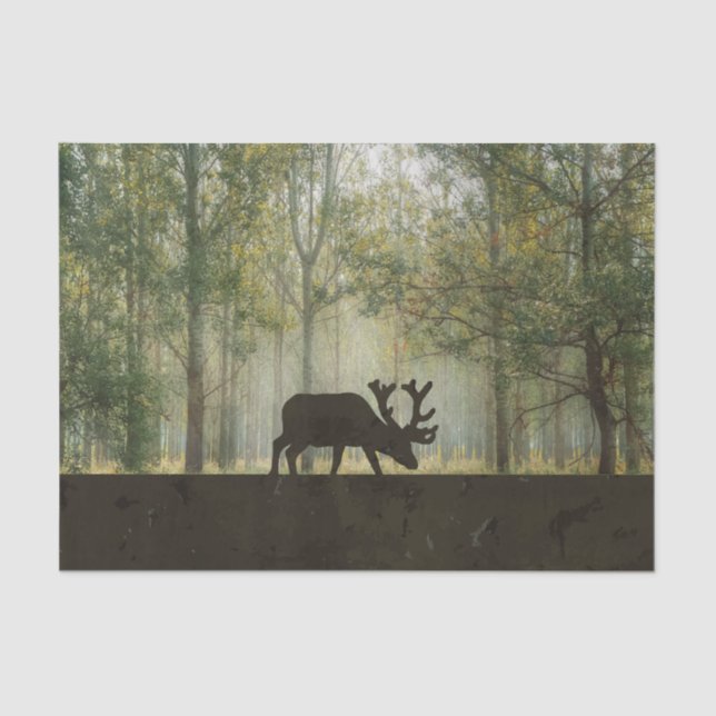 Papel De Seda Alces en el ilustracion del bosque (Anverso)
