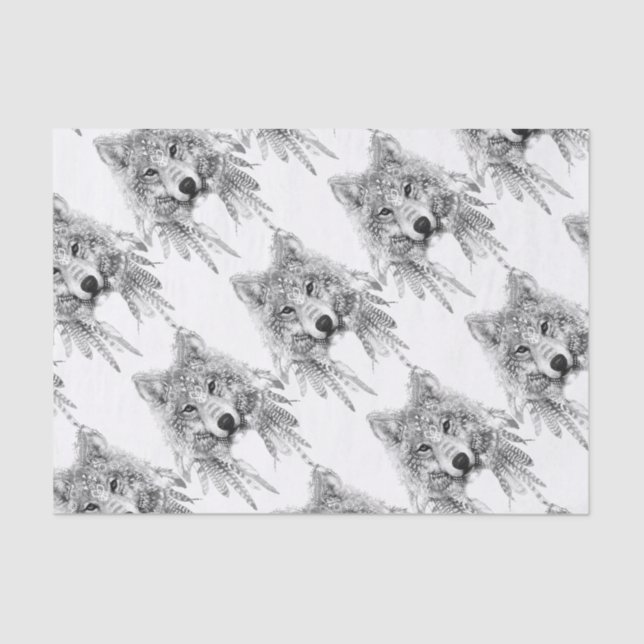 Papel De Seda Alcohol tribal del lobo (Anverso)