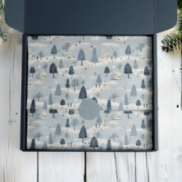 Papel De Seda Aldea de Navidades azules modernos