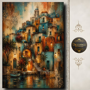 Papel De Seda Aldea Mediterránea Decoupage Encanto Costero