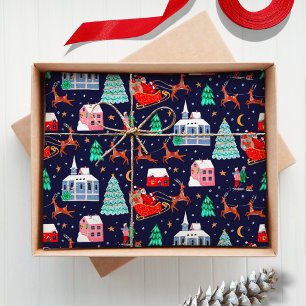Papel De Seda Aldea navideña nórdica Reno de Papá Noel