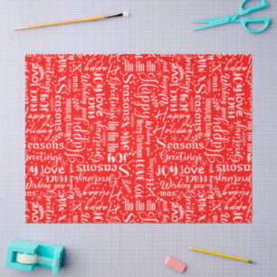Papel De Seda Alegre Decoupage de Escritura Moderna Roja de Feli